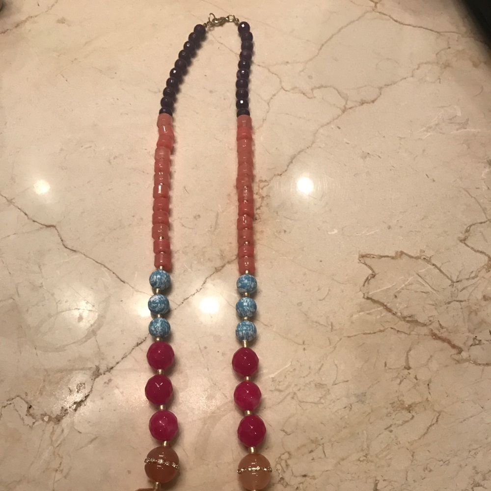 Pink, orange, blue and real necklace!